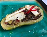 Foto del paso 7 de la receta: Zapallo italiano relleno con carne de soya