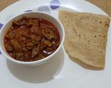 A picture of step 10 of Bhindi curry/ladies finger curry.