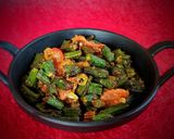 A picture of step 7 of Bhindi tomato masala fry.