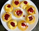 A picture of step 2 of Fruity dahi poori with flavored Greek dahi & plum chutney.