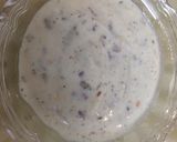 A picture of step 1 of Greek layered elbow pasta salad.