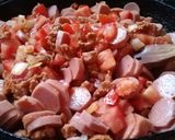 A picture of step 5 of Frijoles Charros.