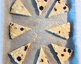 A picture of step 8 of SCONES with red berries & white chocolate chips!! 🍓🥛.