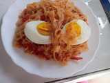 Fried Indomie with Kienyeji eggs