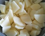 A picture of step 1 of Batatyaachya kaachryaa (stir fry potato vegetable).