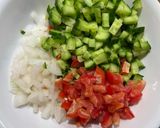 A picture of step 1 of Shirazi salad 🥗.