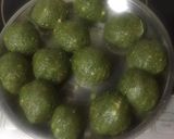A picture of step 5 of Mutter ke laddu with desiccated coconut.