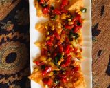 A picture of step 3 of Veg Nachos with cheesy Dip.