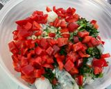 Une image de l'étape 12 de Gambas sauvages au poivron, céleri, coriandre et citron vert.
