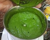 A picture of step 3 of Palak Paneer or Indiana cottage cheese in Spinach gravy.