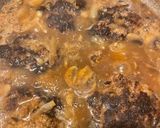 A picture of step 6 of Salisbury steaks/ hamburger steaks.