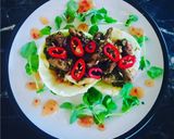 A picture of step 5 of Sautéed Chilli Beef on Poached Cabbage Leaves.