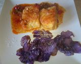 Foto del paso 6 de la receta Bacalao a la vizcaina con chips moradas