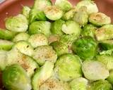 Roasted turkey breast, tarragon gravy, Blanched and sauted Brussels sprouts, recipe step 1 photo