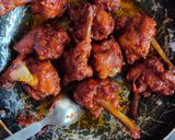 A picture of step 3 of Schezwan lolipop chicken.