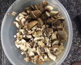 A picture of step 1 of Creamy Mushroom Spinach Kielbasa Soup.
