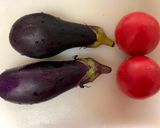 A picture of step 1 of Japanese Tomato and Eggplant salad.