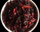 A picture of step 6 of Lal saag subji.