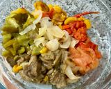 A picture of step 2 of Escalivada with Smoked Cod.