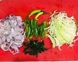 A picture of step 2 of Leftovers singaporian egg fried rice.