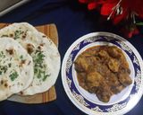 A picture of step 6 of Chicken masala with tawa garlic naan.