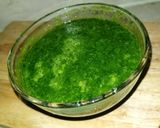 A picture of step 3 of Instant Pot Pulled Chicken in Spinach gravy.