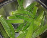 A picture of step 1 of Achari Bhindi.