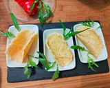 Foto del passaggio 5 della ricetta Tacos di parmigiano con crema di zucca riduzione di vino e polvere di tiglio