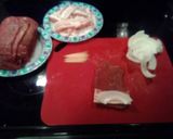 A picture of step 6 of Beef and bacon roll ups "rouladen".