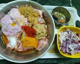 A picture of step 1 of Paanch Phoron Chicken.