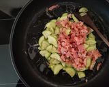 A picture of step 2 of Black Rice with Zucchini and Smoked Salmon.