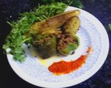 A picture of step 2 of Stuffed kheema karela.