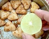 A picture of step 3 of Healthy Roasted Singhara Chaat for Ekadashi vrat.