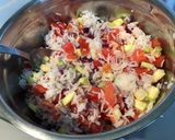 Une image de l'étape 13 de Salade de riz aux légumes,olives et pancetta grillée.