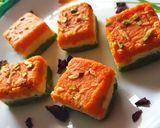 A picture of step 5 of Tricolor burfi.