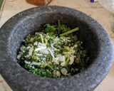 A picture of step 3 of Wild Mustard garlic leaf and red dead nettle & wild onion dolmas.