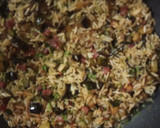 Foto del paso 5 de la receta: Arroz Frito en Aceite de Boletus  con Jamón al Wok con Calabacín y Berenjena a la Mantequilla