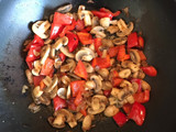 Cod with mushroom and red pepper