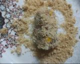 A picture of step 3 of Poha pizza rolls.