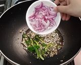 A picture of step 2 of Laal Saag (Red Spinach).