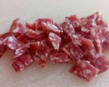 A picture of step 1 of Pasta sorrentina con salame sorrentina pasta with salame.