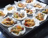 A picture of step 2 of Chicken/veggie baskets.
