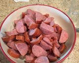 A picture of step 2 of Kielbasa and Rice.