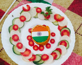 A picture of step 1 of Tri colour salad 🥗 cucumber salad 🥗😋.