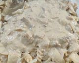 A picture of step 4 of Tuna, Mushroom, and Blue Cheese Pasta.