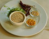 A picture of step 1 of A Healthy Adai Dosai with Quinoa with red amaranth leaves.