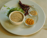 A picture of step 1 of A Healthy Adai Dosai with Quinoa with red amaranth leaves.