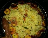 A picture of step 14 of Fried rice plantains and fried chicken.