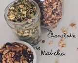 Hình bước làm 1 của món Granola (vegan, matcha/chocolate)