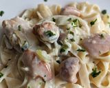 Foto del paso 9 de la receta: Pasta en salsa de pollo al verdeo